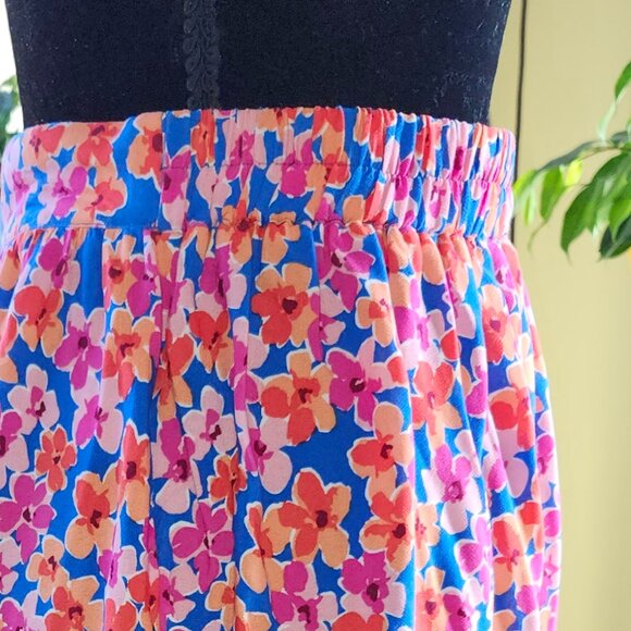 25216  NWT Skies Are Blue Boutique Brand Floral Skirt Blue/Tangerine!! Small - Picture 5 of 14